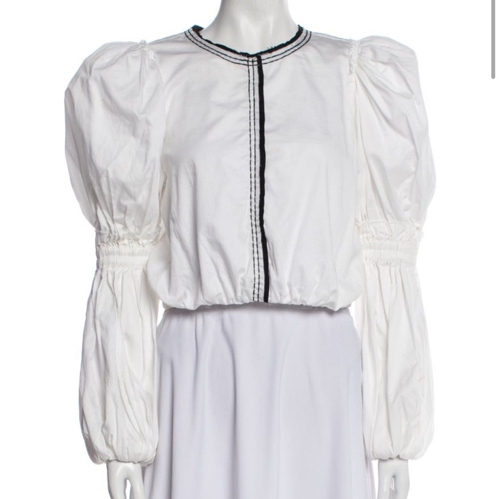 Aje White Puff Sleeve Blouse